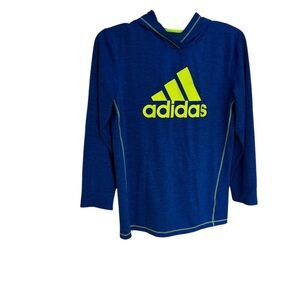 Adidas Boys Blue ClimaLite Pullover Hoodie‎ Size 14-16 Long Sleeve